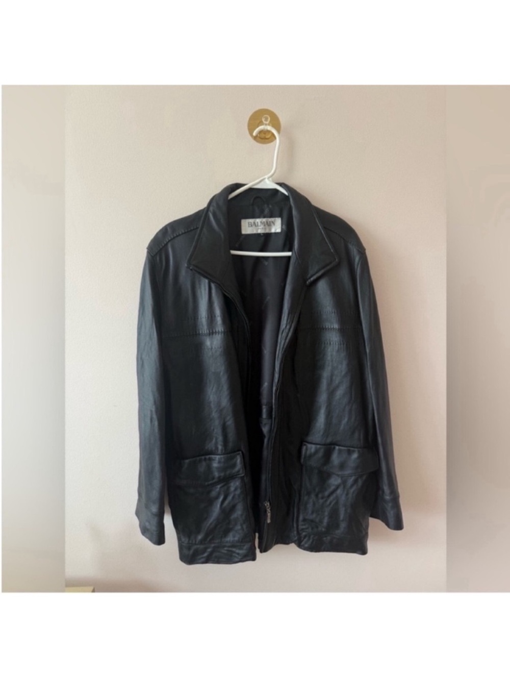 Balmain Black Leather Moto Jacket